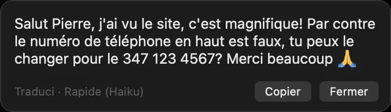 La bulle de traduction de Traduci